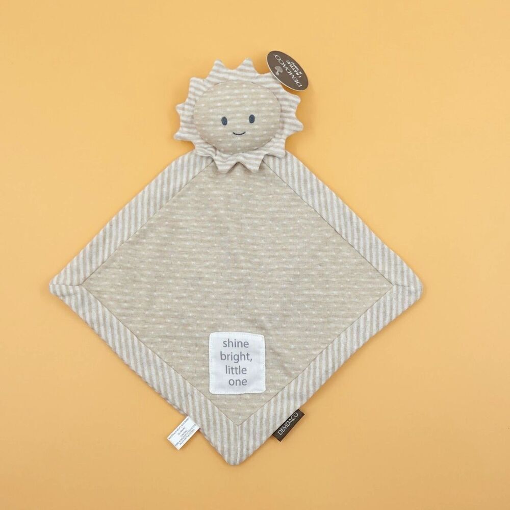 Demdaco Lovey Moon & Back Sun Blankie Tan Rattle Security Blanket